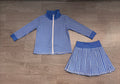 8.8  Preorder Girls RoyaL Blue Gingham Pullover Top With Skort Active Outfit
