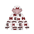 9.5 Preorder Baby Girls Sport Team Gamecocks  Bow Gingham Trim Long Sleeve jacket