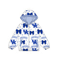 9.5 Preorder Baby Girls Sport Team  Kentucky Blue Bow Gingham Trim Long Sleeve jacket