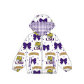 9.5 Preorder Baby Girls Sport Team  LSU  Bow Gingham Trim Long Sleeve jacket