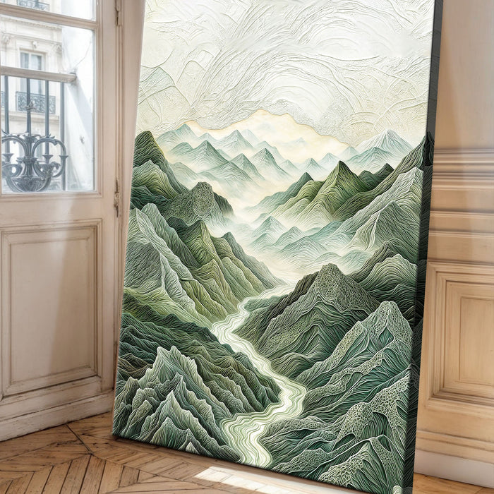 Abstract Mountain and River Landscape Wall Art