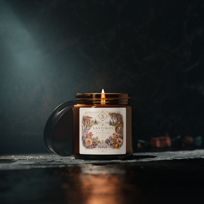 Amber Soy Candle — Floral Botanical Scented Jar 4 oz