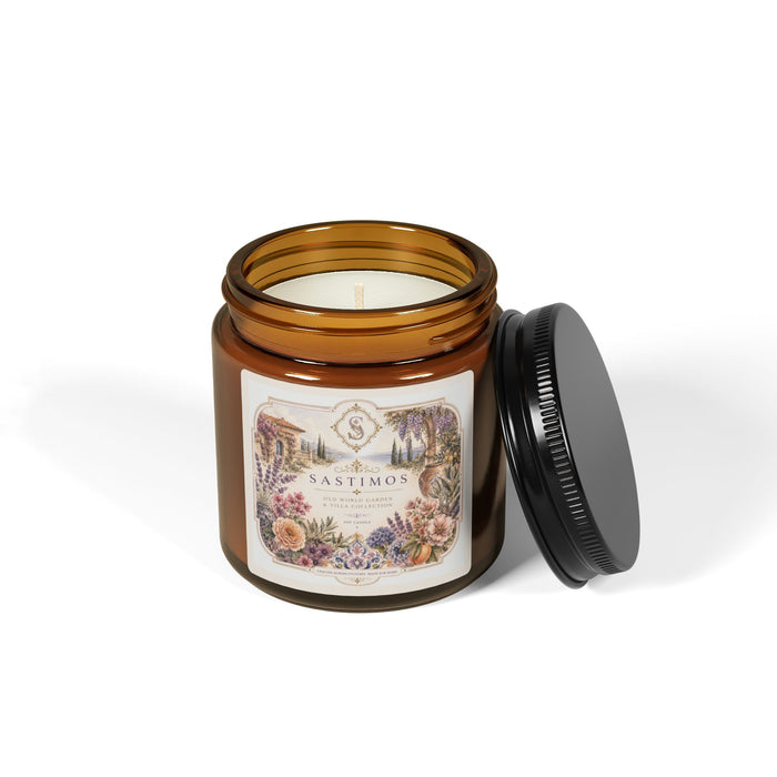 Amber Soy Candle — Floral Botanical Scented Jar 4 oz