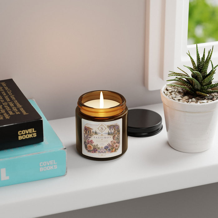 Amber Soy Candle — Floral Botanical Scented Jar 4 oz