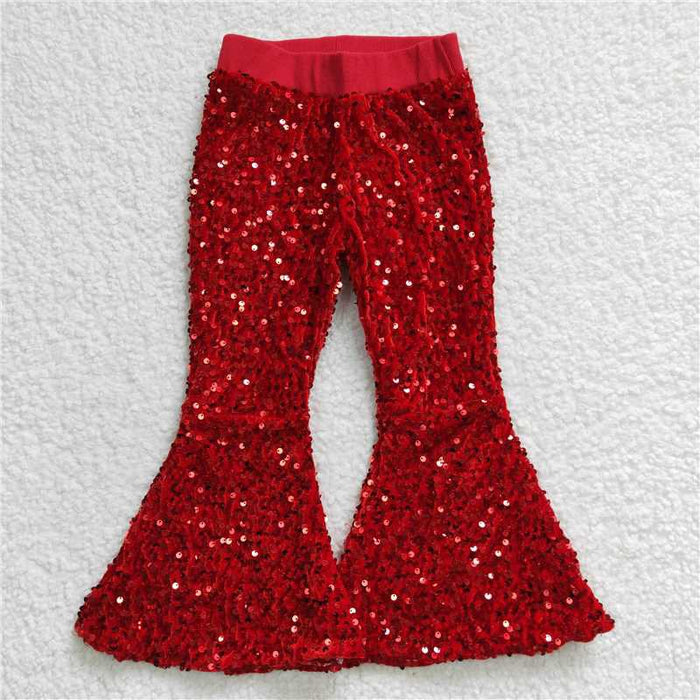 B4-11 Red Baby Girls Sequins Bell Pants