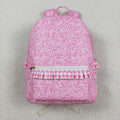 BA0308 Pink Bows Plaid Print Girls Ruffle Bags