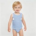 Baby Boy Blue Gingham Summer Sleeveless Bummie Set