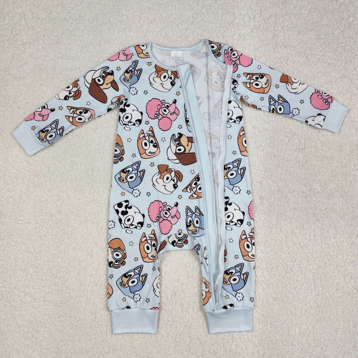 Baby Boys Cartoon Dog Long Sleeve Zipper Romper