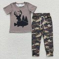 Baby Boys Deer Camo Short Sleeve Top with camo Pants Outfit