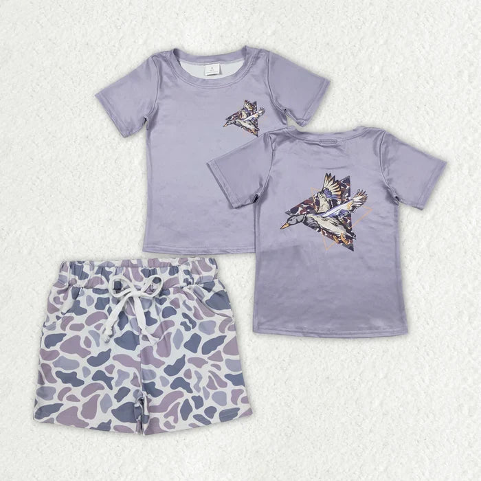 Baby Boys Duck Shirt Top Grey Camo Shorts Outfits Clothes Sets
