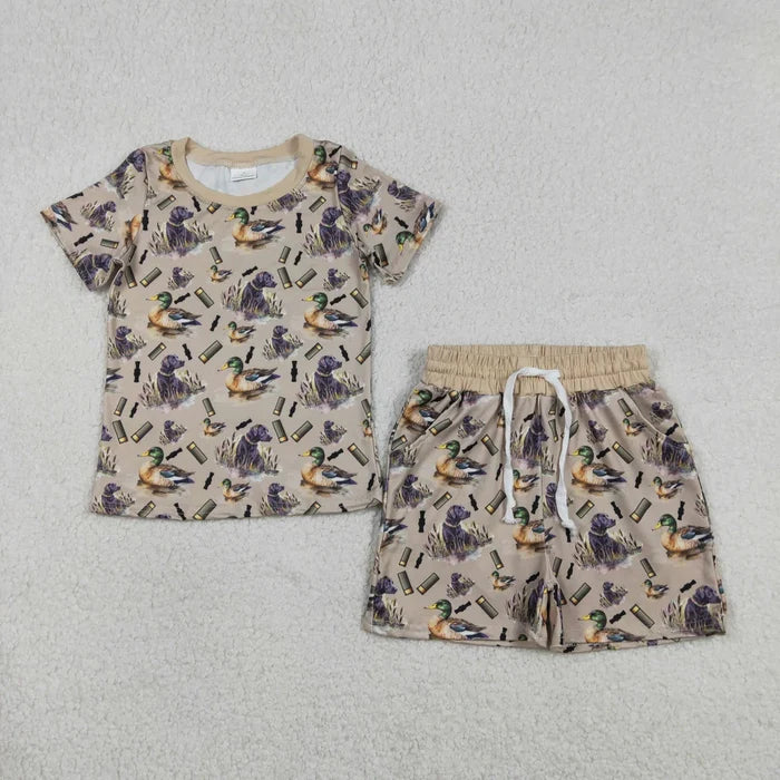 Baby Boys Ducks Calls Dogs Top Pockets Shorts Hunting Outfit