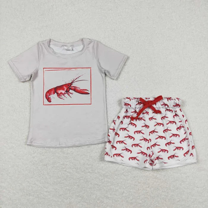 Baby Boys Grey Crawfish Tee Shirts Tops Shorts Clothes Sets