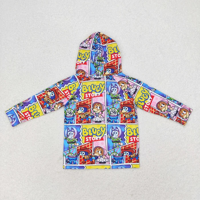 Baby Boys Hooded Dogs Blue Long Sleeve Tops