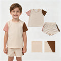 Baby Boys Khaki Patchwork Short Sleeve Shirt Top Short Clothes Set