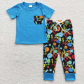 Baby Boys Short Sleeve Pocket Top with Smile Pants Outfit