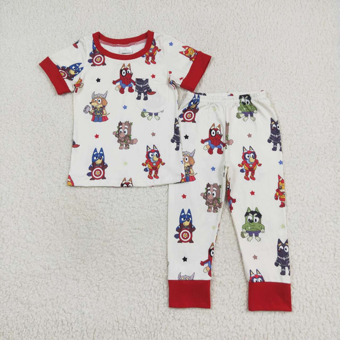Baby Boys Sibling Dogs Hero Tops Pants Pajamas Romper
