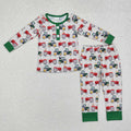 Baby Boys Tractors Farm Green Bamboo Pajamas Clothes Sets