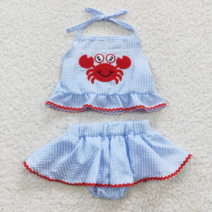 Baby Girls 2pcs Summer Crab Seersucker Swimsuit