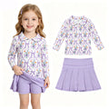 Baby Girls Bow Flowers Zip Pullover Skirt Short Yoga Active Clothes Sets