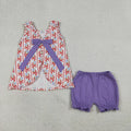 Baby Girls Bows Flowers Stripe Back Bows Tunic Ruffle Shorts Clothes Sets