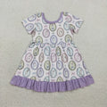 Baby Girls Bows Rabbits Easter Ruffle Knee Length Dresses