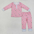 Baby Girls Christmas Bows Bamboo Pajamas Clothes Sets