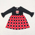 Baby Girls Christmas Deer Ruffle Long Sleeve Knee Length Dresses