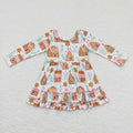 Baby Girls Christmas Gingerbread House Knee Length Dresses