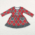 Baby Girls Christmas Red Green Checkered Pockets Knee Length Dresses