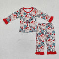Baby Girls Christmas Western Santa Cactus Shirt Pajamas Clothes Sets