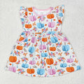 Baby Girls Colorful Pumpkin Knee Length Dress With Pocket