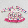 Baby Girls Dogs Flowers Ruffle Knee Length Dresses