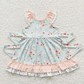 Baby Girls Green Floral Ruffle Knee Length Dresses