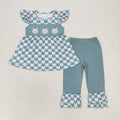 Baby Girls Green Flutter Sleeve Pumpkins Sibling Clothes Sets