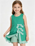 Baby Girls Green Gingham Bow Sleeveless Active Dress