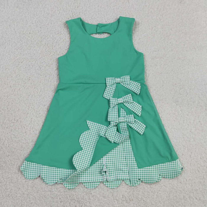 Baby Girls Green Gingham Bow Sleeveless Active Dress