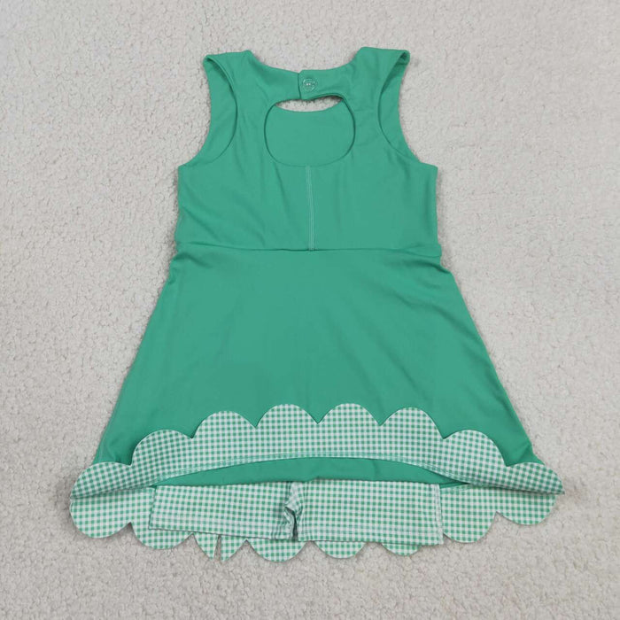 Baby Girls Green Gingham Bow Sleeveless Active Dress