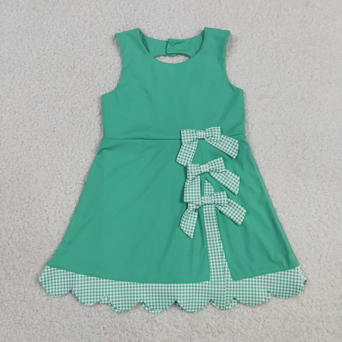 Baby Girls Green Gingham Bow Sleeveless Active Dress