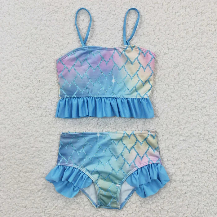 Baby Girls Mermaid Scale Two Pieces Swimsuits