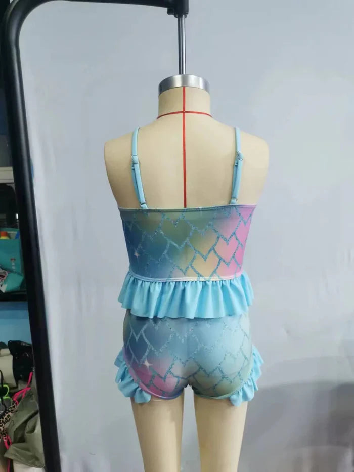 Baby Girls Mermaid Scale Two Pieces Swimsuits