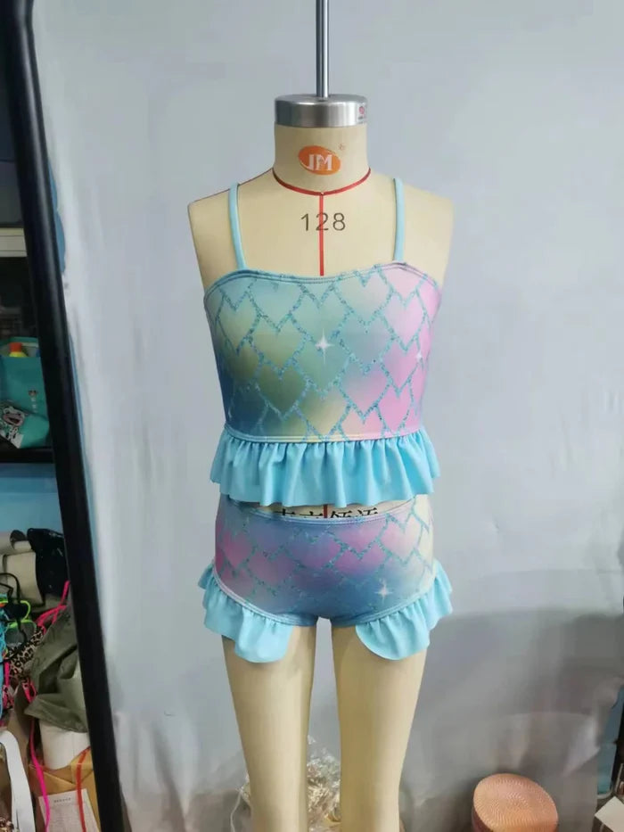 Baby Girls Mermaid Scale Two Pieces Swimsuits