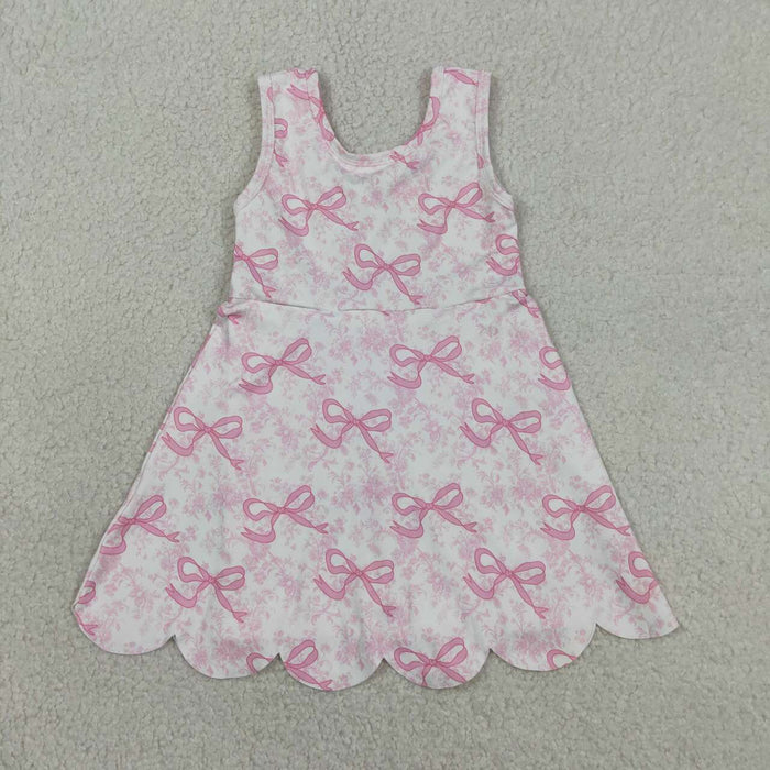 Baby Girls Pink Bows Floral Activity Wear Yoga Short Skort Knee Length Dresses