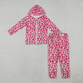 Baby Girls Pink Leopard Zipper Pocket Hoodie Top Jogger Clothes Set