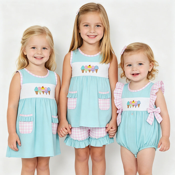 Baby Girls Popsicle Sibling Sister Rompers Dresses Outfits Clothes Sets