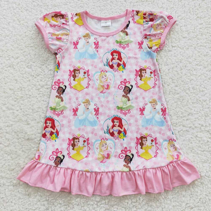 Baby Girls Princess Dots Ruffle Knee Length Dress