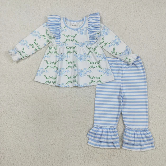 Baby Girls Sibling Fall Pumpkins Tunic Top With Ruffle Pants Sets