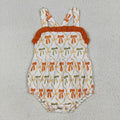Baby Girls Strap Orange Bows Plaid Ruffle Rompers