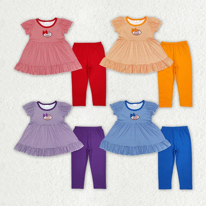 Baby Girls Stripes Football Sibling Tunic Legging Clothes Sets