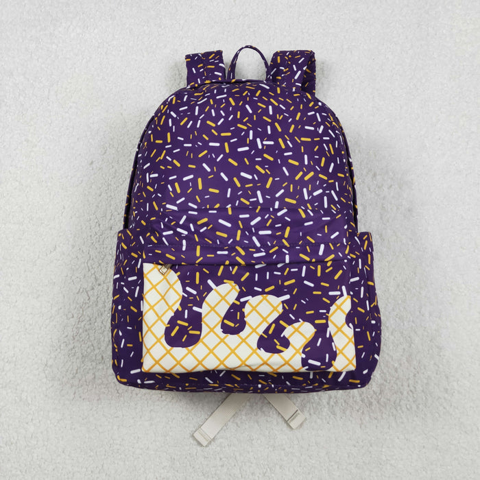 Baby Kids Purple Sprinkles Team Zipper School Back Bags