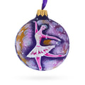 Ballet Dancer on Purple Glass Ball Christmas Ornament 3.25 Inches